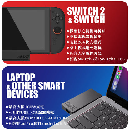 多功能擴充便攜底座 Jumpgate 適用任天堂Switch2/NS1(初代/電加/OLED)
