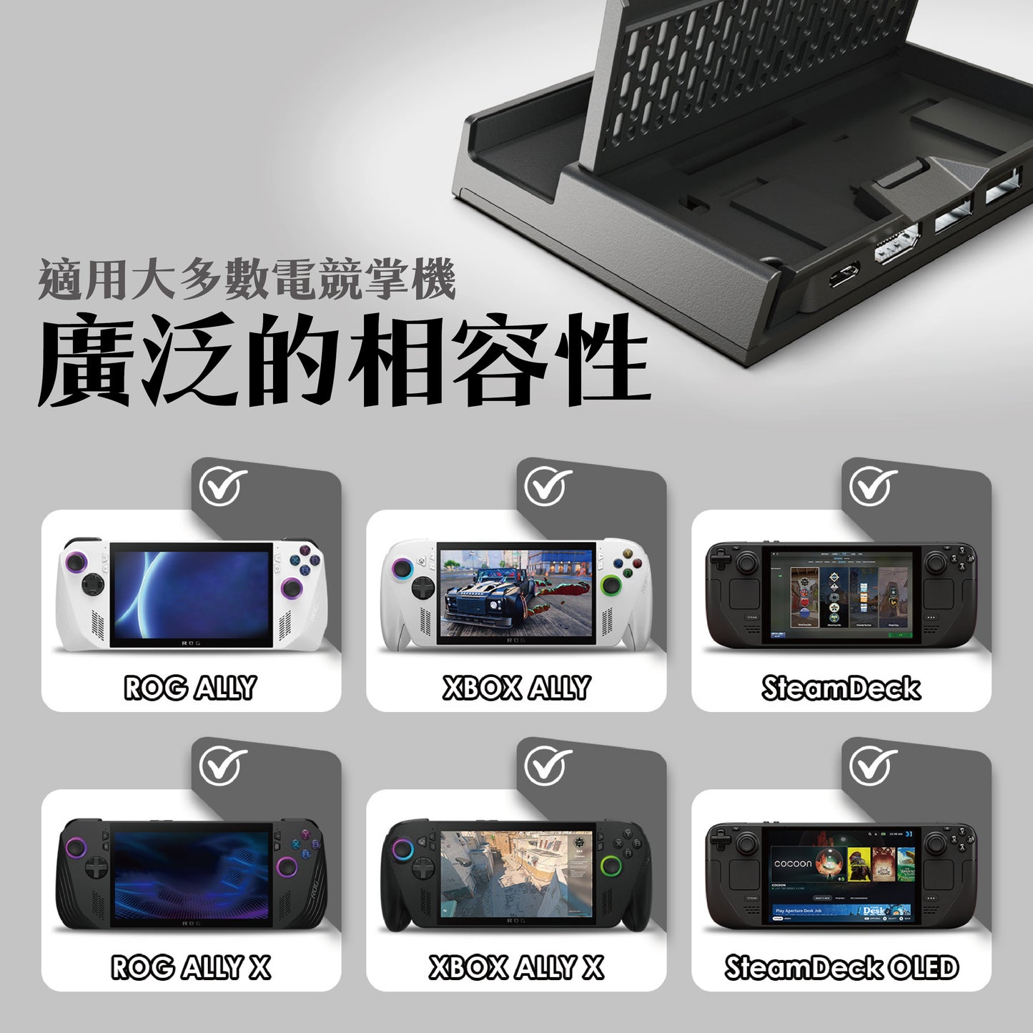 ONE DOCK多功能擴充便攜底座 適用Steam Deck/XBOX Ally/ROG Ally X/MSI CLAW等電競掌機